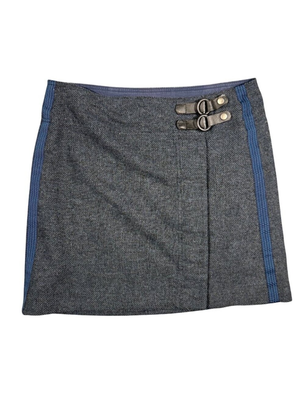 Prana Quincy Wool Blend Gray Navy Skirt Small Academia Outlander